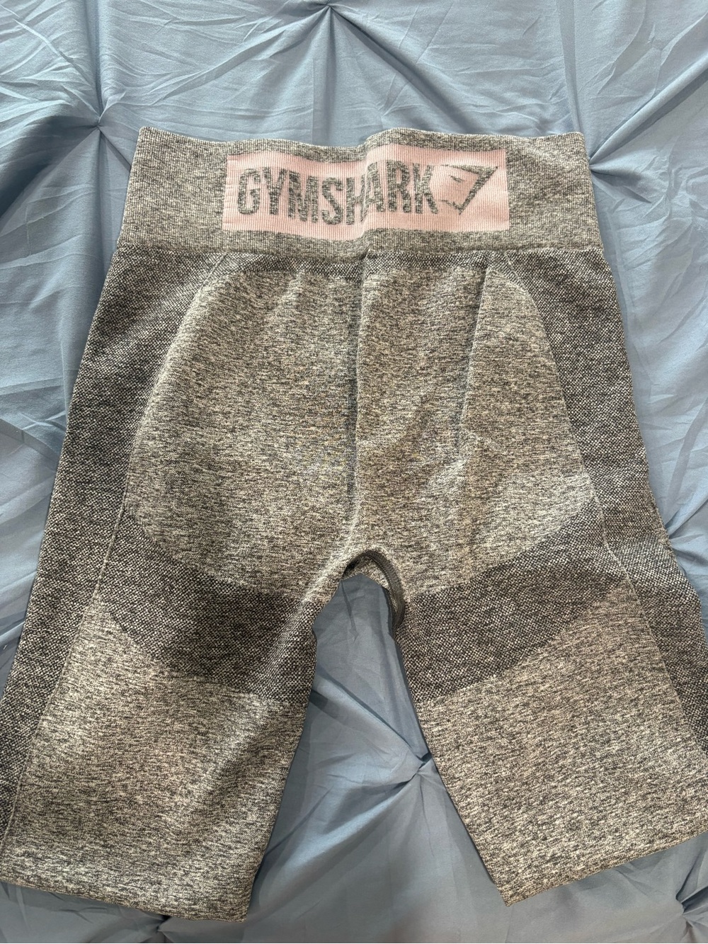 Gymshark Kids Gray Seamless Biker Shorts with Pink Logo Waistband